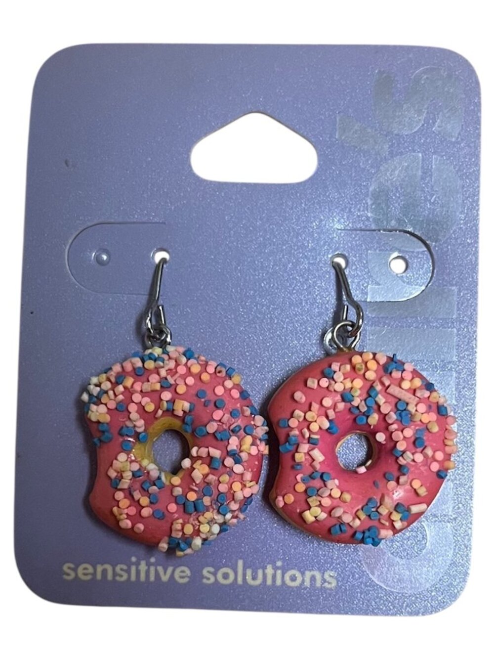NWT Y2K Claire's Pink Sprinkled Donut Pendant Earrings
